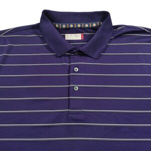 Ben Hogan Mens XL Purple White Stripe Golf Polo Shirt Short Sleeve